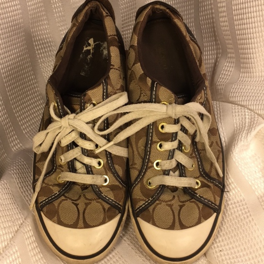 Coach iconic monogrammed canvas/leather laceup